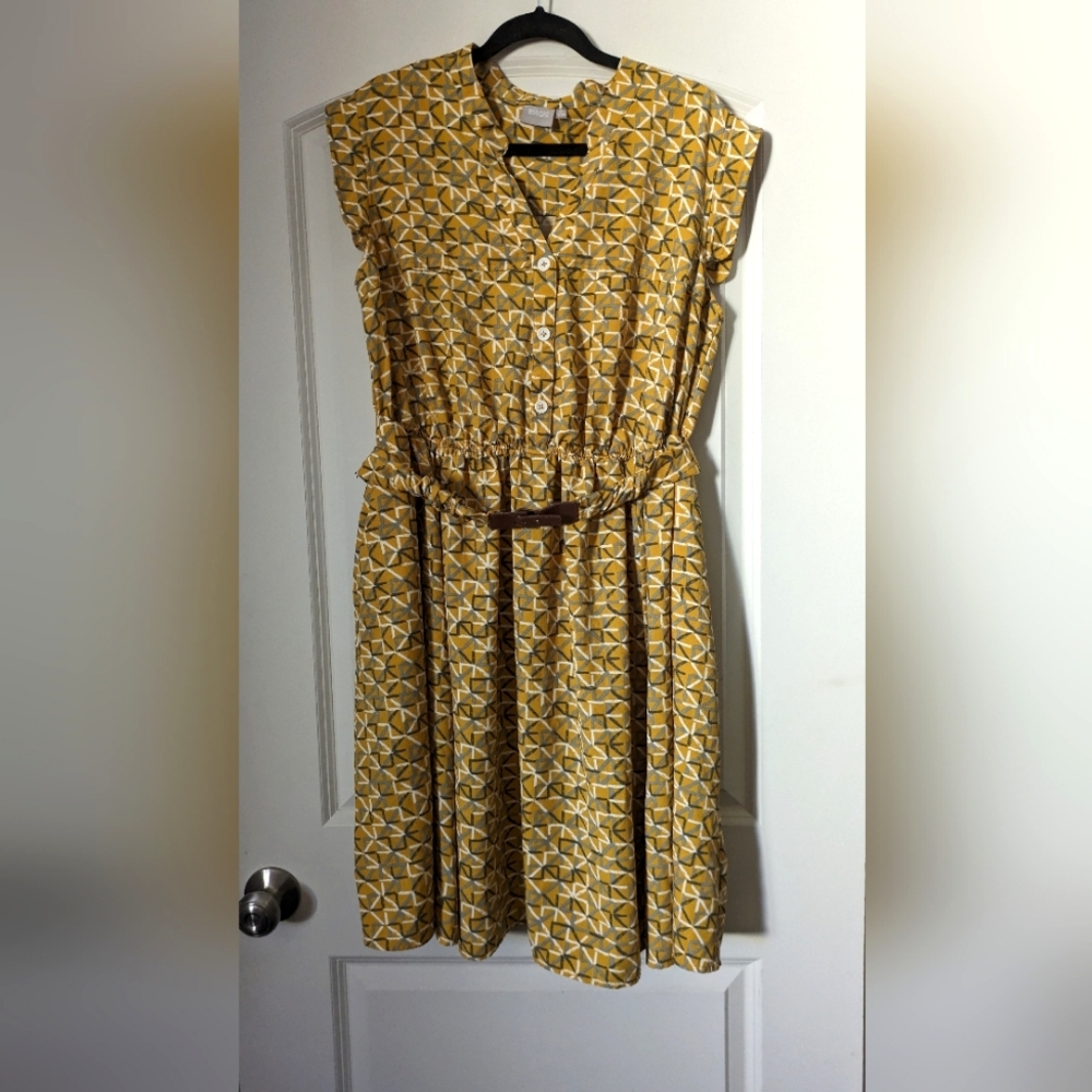 Mid century/Vintage inspired EShakti dress, Mustard yellow and grey, 2x